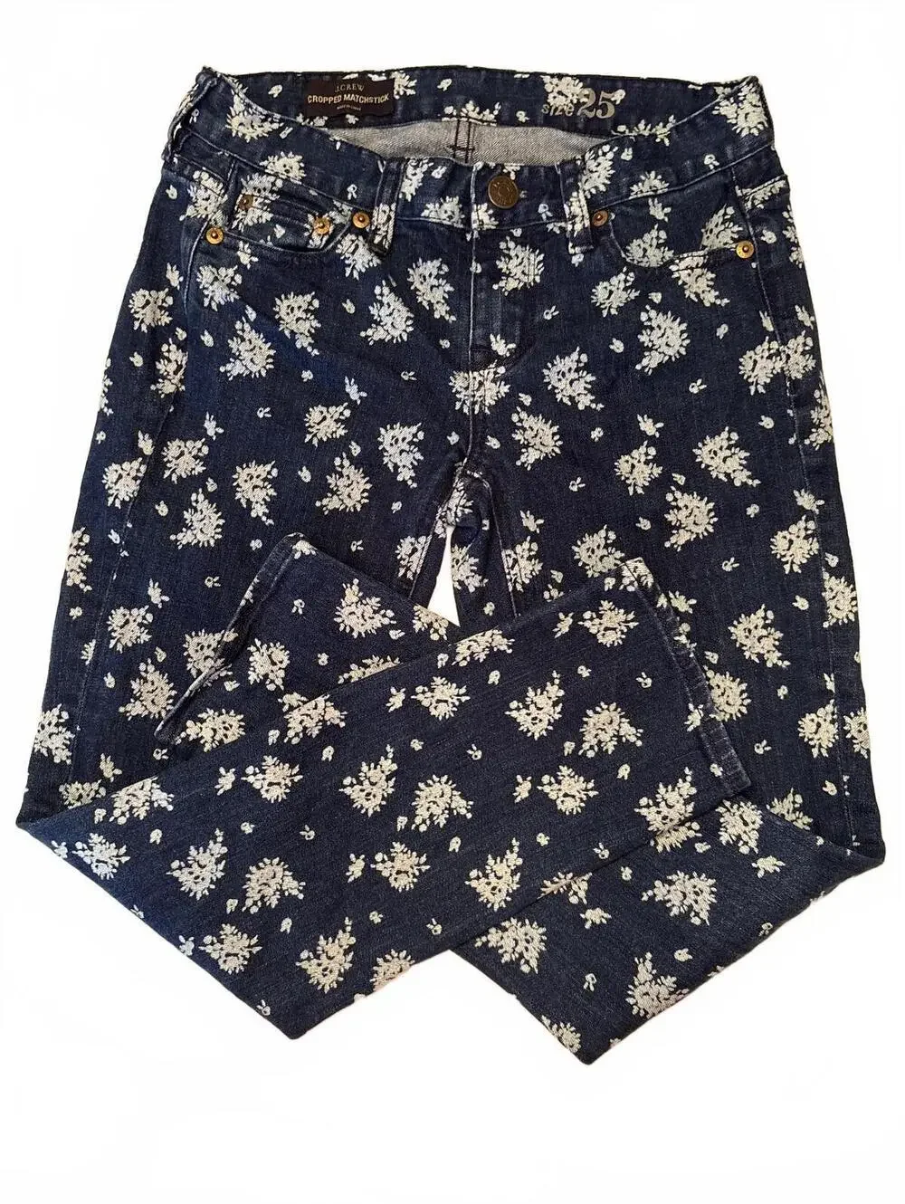 J. Crew Floral Cropped Matchstick Jeans 25